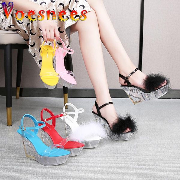

ladies wedges platform shoes for women heels 2021 new fur sandals lovely crystal heel sandals high heels 10cm women party shoes, Black