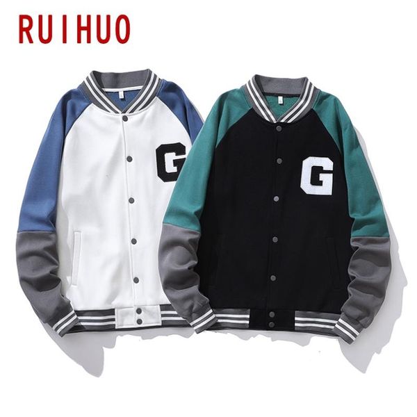 

men's jackets ruihuo casual jacket japanese streetwear men clothing 2021 arrivals baseball coat m-3xl, Black;brown