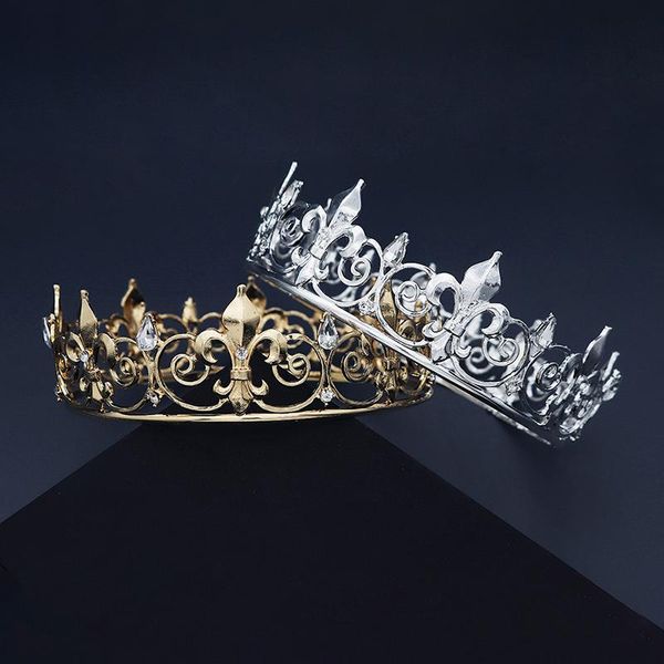 

hair clips & barrettes bridesmaid king crown vintage elegant royal full round baroque alloy rhinestone tiaras headband for women men, Golden;silver