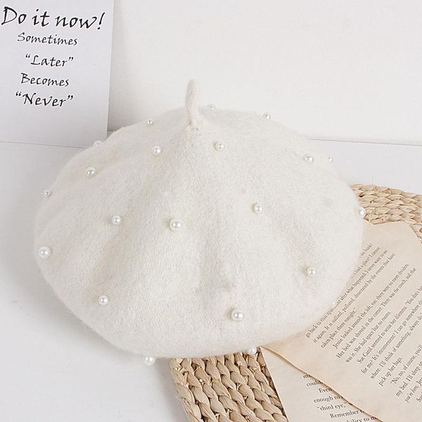 

caps & hats selling girls' lovely pearl beret multiple colors princess style hat for spring autumn winter, Yellow