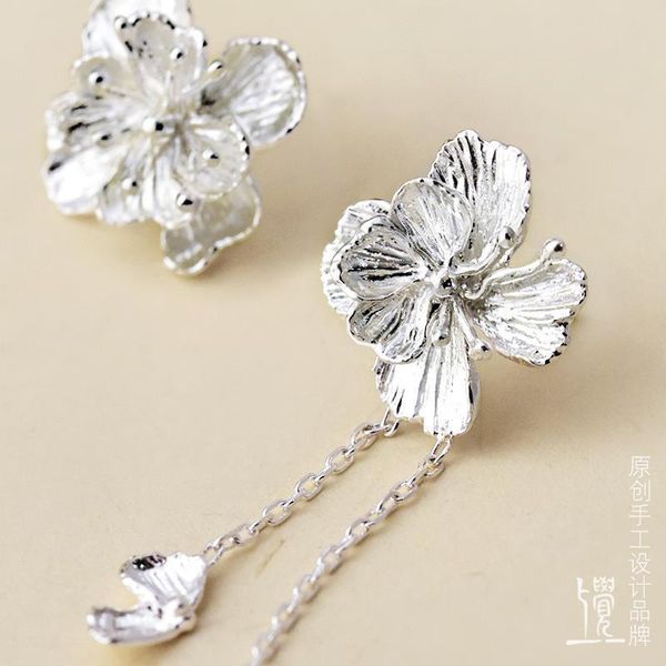 

dangle & chandelier unique craftsmanship thai silver hand-carved flower earrings chinese style elegant charm ladies attending banquet jewelr