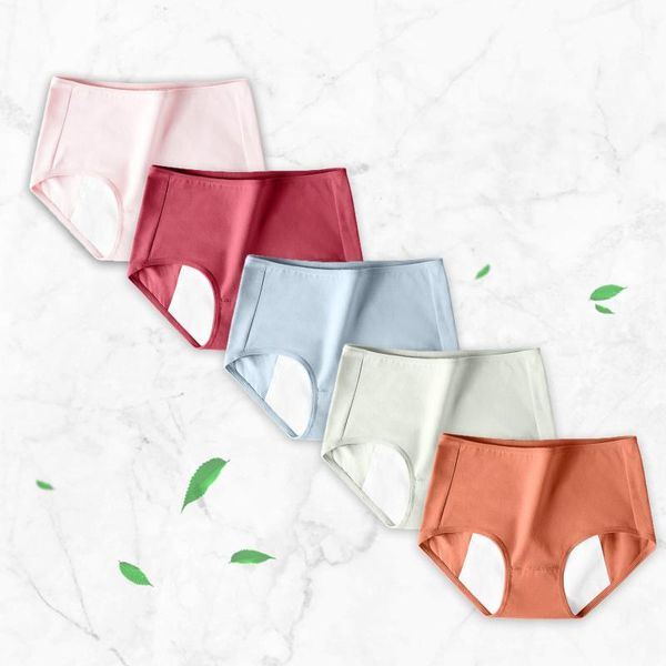 

women's panties -xl underwear cotton women briefs high-rise shorts girls 5pcs physiological lingerie solid, Black;pink