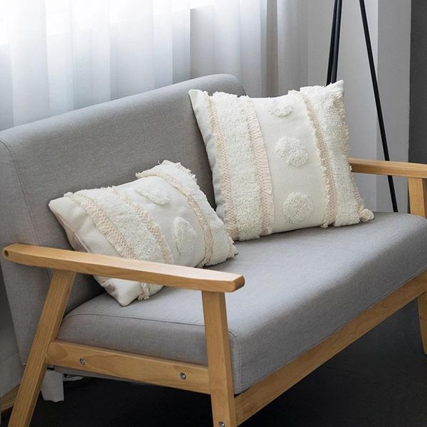 

cotton knitting pillowcase fabric art nordic tufted velvet lace pillow cover sofa waist pillow cushion boho home bedroom decor case