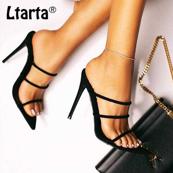 LTARTA 2021 Yaz Kadın Moda Sandalet Popüler Şeker Parlak Renk Ajur Roma Yüksek Topuklu Büyük Bayan Ayakkabıları 43 ZL-601 Y0721