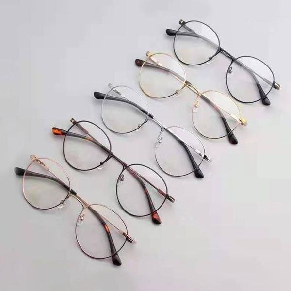 

fashion sunglasses frames 2021 tow lady myopia prescription reading eyegalsses fames tf5418 luxury men's round metal optical glasses, Black