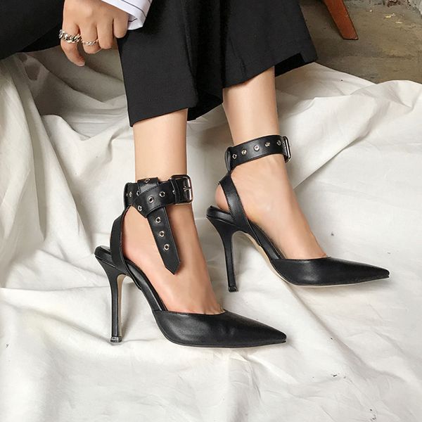 

summer to shallow mouth only women's belt sandals custom high heels six inches size 42 jump. 17p2, Black