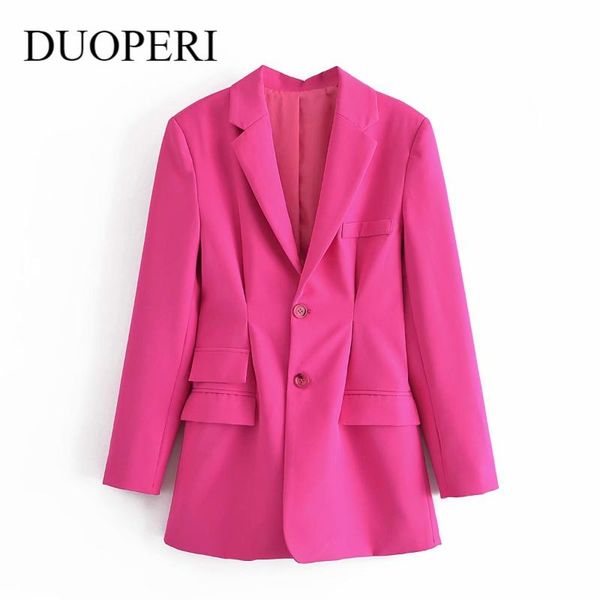 

women's suits & blazers duoperi 2021 women fashion with pockets solid single breasted blazer long sleeve notched neck vintage female co, White;black
