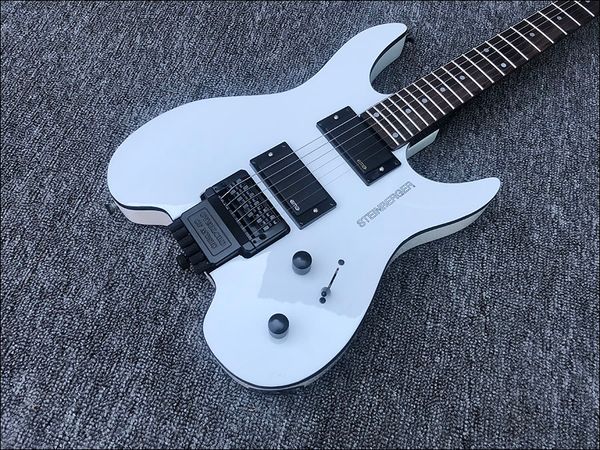 Berg White Headless E-Gitarre China EMG Pickups, Tremolo Bridge Whammy Bar, schwarze Hardware