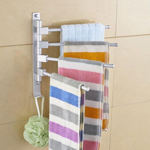 

bathroom storage & organization suction cup rotating movable towel rack bars rotary hanging racks wall mounted holder hanger in silver