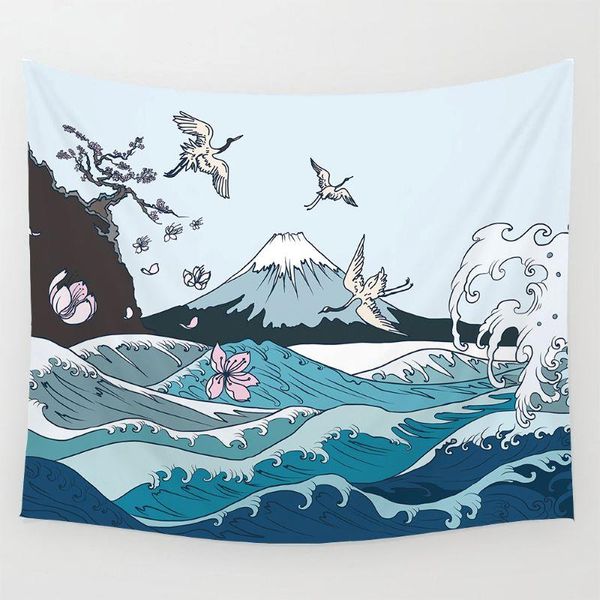 

great wave wall tapestry of art painting wall surf tapestries for living room