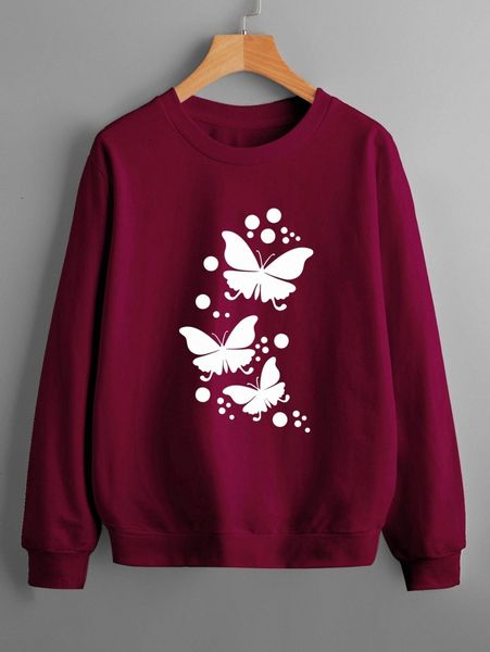 

polka dot & butterfly print sweatshirt v9dt#, White;black
