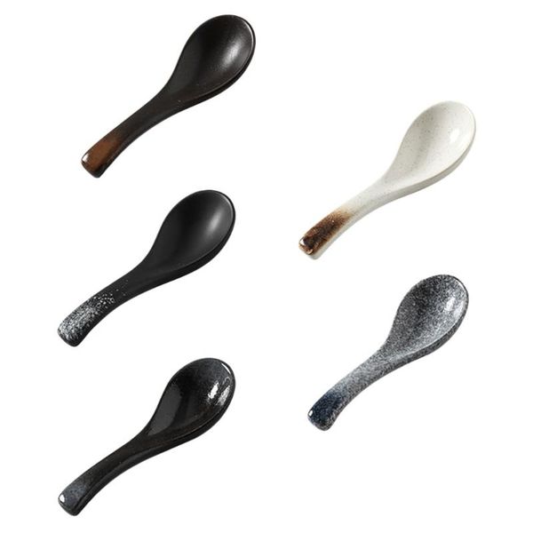 

spoons 5pcs ceramic soup practical rice eating scoops (assorted color)