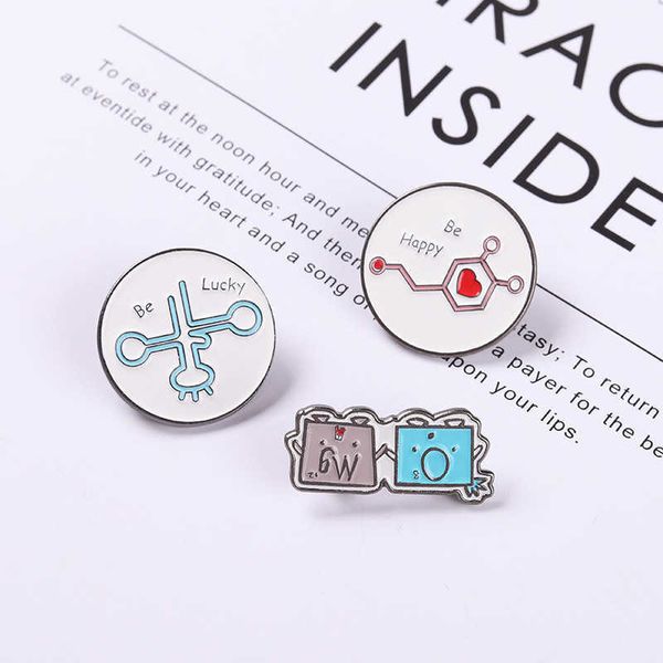 

new chemical series alloy jewelry creative cartoon geometric molecular modeling paint baking badge clothing brooch, Gray