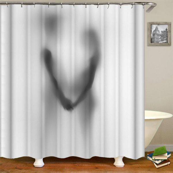 

shower curtains waterproof curtain 3d printed woman shadow bath bathroom polyester cloth home with 12 hooks
