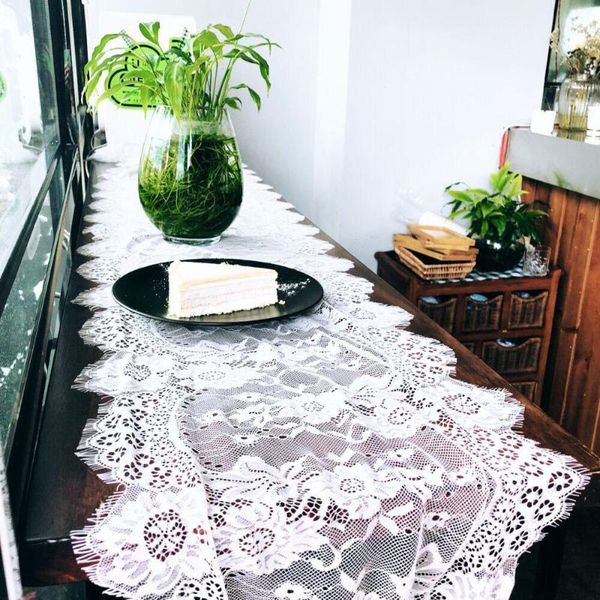 

wedding white rectangle lace table runner cover 36*300cm