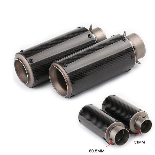 

motorcycle exhaust system 51mm/60mm carbon fiber pipe with db killer muffler for pcx 125 fz6 z 750 900 mt 07