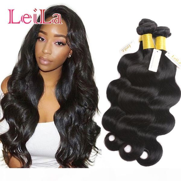 

brazilian human hair 3 bundles hair extensions natural color body wave mink weaves double wefts 8-28inch from leilabeautyhair, Black