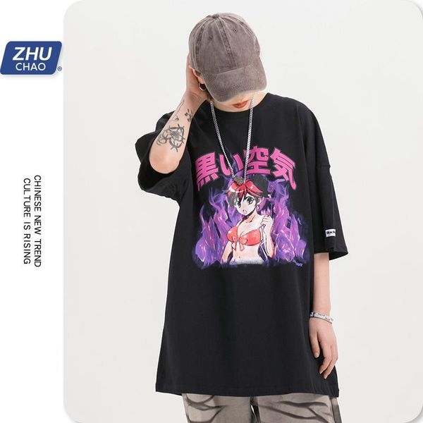 

men's t-shirts special japanese style brand short-sleeved men and women summer street hiphop t-shirt chinese lovers with half michalkov, White;black
