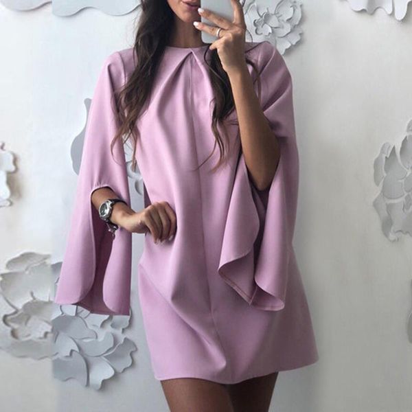 

casual dresses autumn split long sleeve loose women dress causal solid female vestido robe femme elegant mini sj1120c, Black;gray