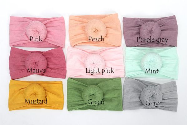 

hair accessories round knot turban nylon headband, infant toddler baby girl headbands, donut headwrap, Slivery;white