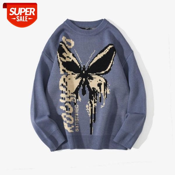 

seveyfan 2021 hip hop knitwear mens sweaters harajuku fashion butterfly male loose casual streetwear pullover sweaters #qy1r, White;black