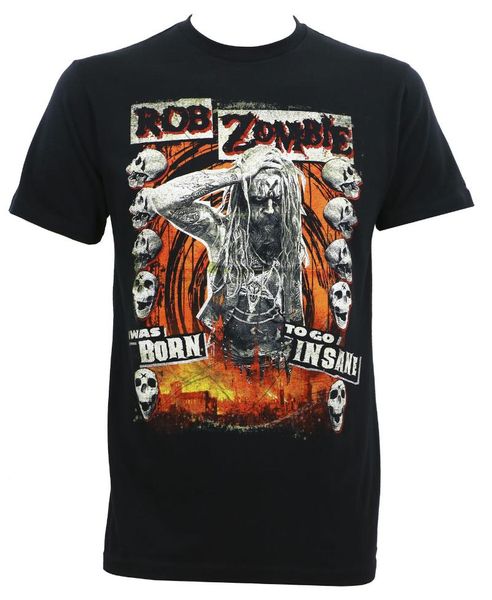 

men's t-shirts authentic rob zombie to go insane slim-fit t-shirt s m  xl 2xl 3xl summer short sleeves cotton t shirt fashion, White;black