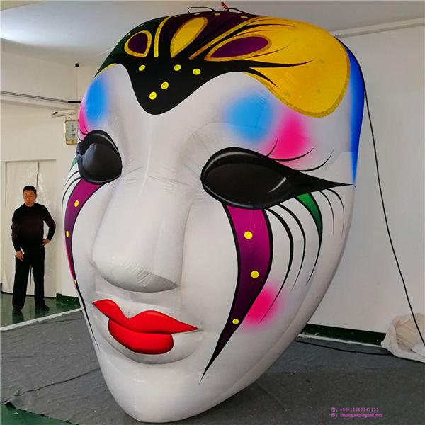 Hängende aufblasbare Clown-Schlauchboote, Karnevalsmasken, lustiger Narr mit LED-Streifen und Gebläse für Nachtclub- oder Halloween-Dekoration