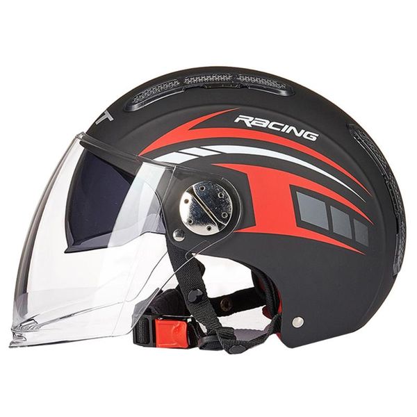 

motorcycle helmets red black helmet open face motorbike biker riding dual lens scooter motorcross moto crash for men