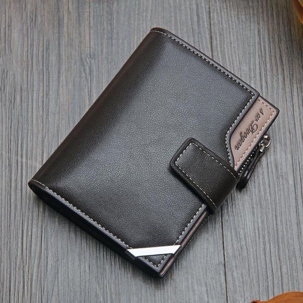 

wallets korean casual leather men's wallet short british multi-function card bag zipper buckle folding, Red;black