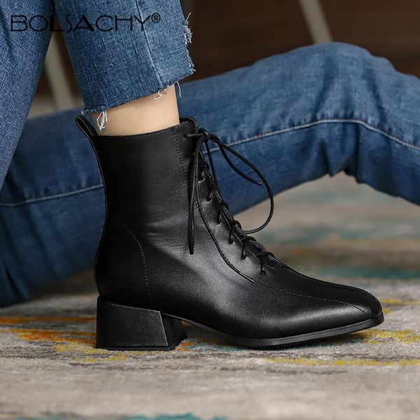 

boots fashion women ankle 2021 autumn winter black brown shoes ladies casual square heels zip short botas de mujer 33-43