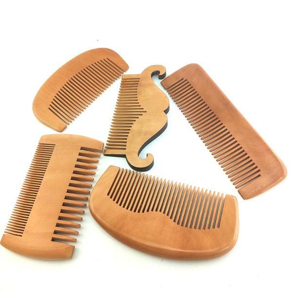 

hair brushes natural green pear wood brush comb for men beard care anti-static tools round brushing, Silver