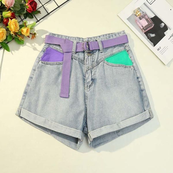 

women's shorts 2021 summer fashion women loose high waist wide leg casual denim for short pants suit with belt wh81, White;black
