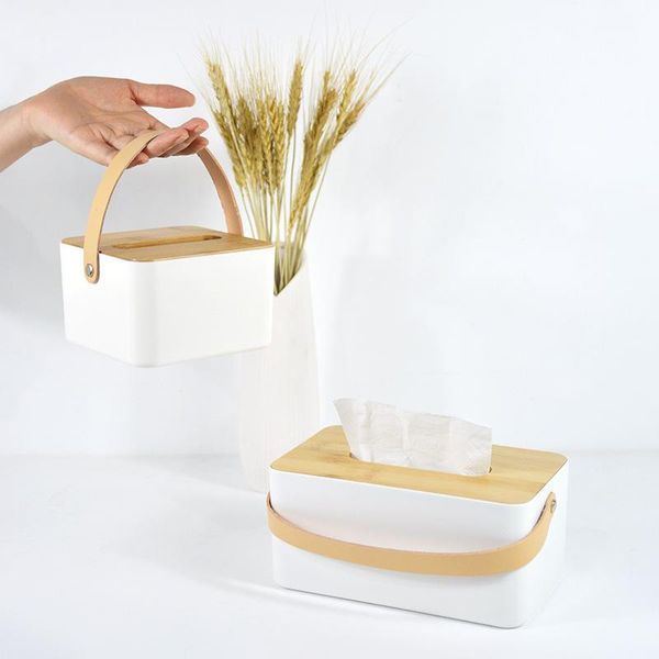 

tissue boxes & napkins nordic portable deskbox living room bathroom bamboo lid napkin toilet roll paper holder