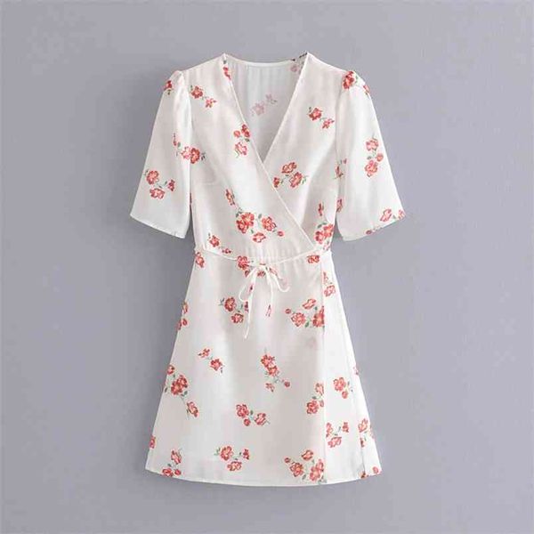 

vintage floral print dress with bow sashes summer women v-neck mini dresses cute girls chic vestidos 210531, Black;gray
