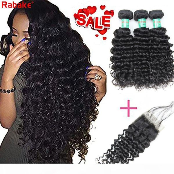 

brazilian deep wave hair bundles with closure 100% unprocessed brazilian virgin human hair weave 3 bundles with 4x4 lace closure big deals, Black;brown