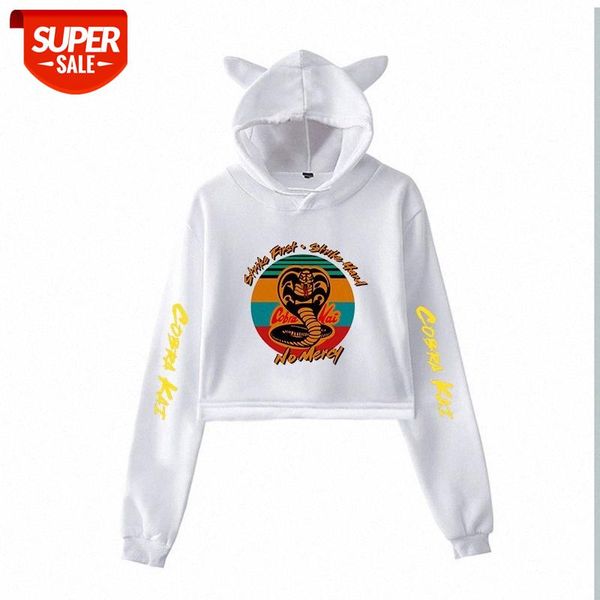 

american drama rattlesnake print surrounding navel large size loose cat ear sweater women's jacket hoody can be #3e3s, Black