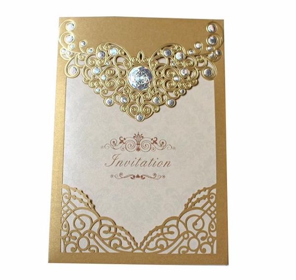 2021 Novo Romântico Laser Cut Convite de Casamento Cartão De Ouro Vermelho Luxo Floral Elegante Lace Favor Envelopes Decoração de Partido de Casamento