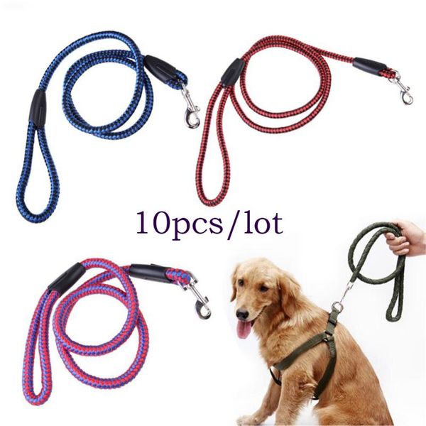 

dog collars & leashes 10pcs 120cm durable pet cat collar harness plaid braided nylon rope comfortable dogs leash lead strap belt