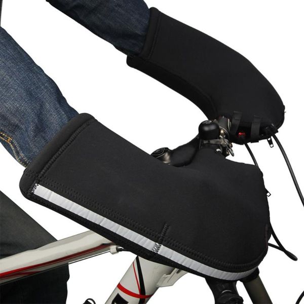

cycling gloves wind rainproof handlebar mittens winter warm mtb road equipment, Black