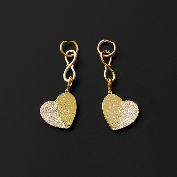 

s925 sterling silver diamond love geometric interlocking earrings female fashion personality luxury monaco jewelry, Golden;silver