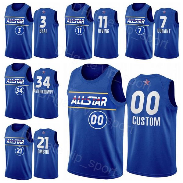 

all-star basketball jerseys giannis antetokounmpo 34 kyrie irving 11 james harden 13 bradley beal 3 kevin durant 7 joel embiid jayson tatum, Black;red