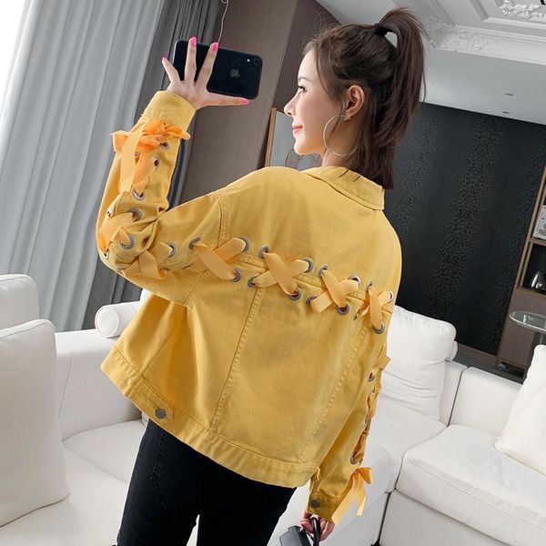 

women's jackets candy color jeans jacket women 2021 spring outwear female's short denim, Black;brown