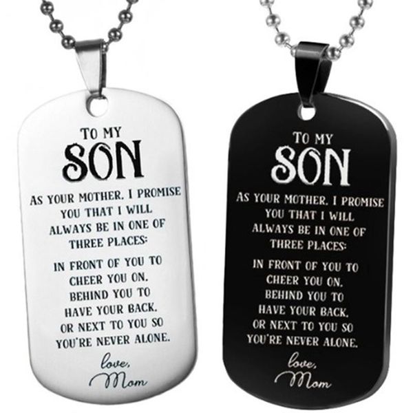 

pendant necklaces stainless steel to my son from mom necklace i love you tag key chain keyring, Silver
