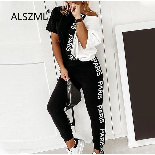 

women's tracksuits design letter print women set black white casual 2 pieces outfits for street wear matching suit, Gray