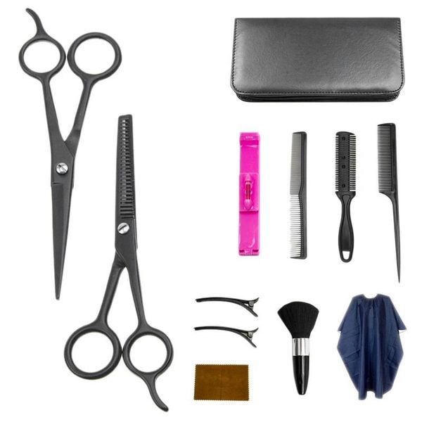 

hair clippers 11 pcs scissors set,made of stainless steel, cutting kit with haircutting cape for baber, salon and home