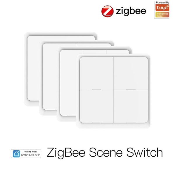 

smart home control tuya zigbee switch 4 gang wireless 12 scene push button controller battery powered automation scenario for devices