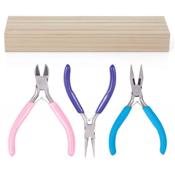 

jewelry pouches, bags 1 pcs solid wood earrings, cardboard holders, earrings storage racks & set long-nosed round nose pliers, Pink;blue