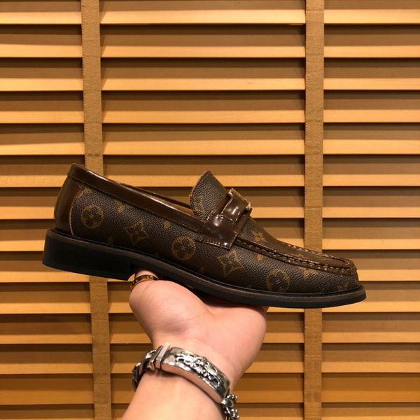 

2021 new designers popular classic men office shoes round toe leather man dress shoes in flats mansculino business shoes, Black