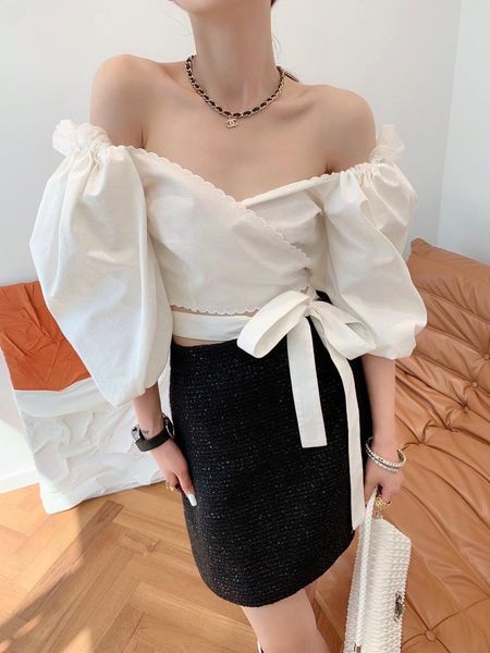 

women's blouses & shirts autumn fashion women puff sleeve white slash neck blouse shirt for female rmsx 6.18