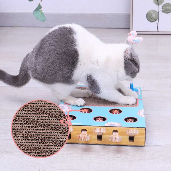 Gato Brinquedos Corrugated Papel Scratch Board Ninho Interativo Madeira Sólida Hamster Bola Alívio 210929